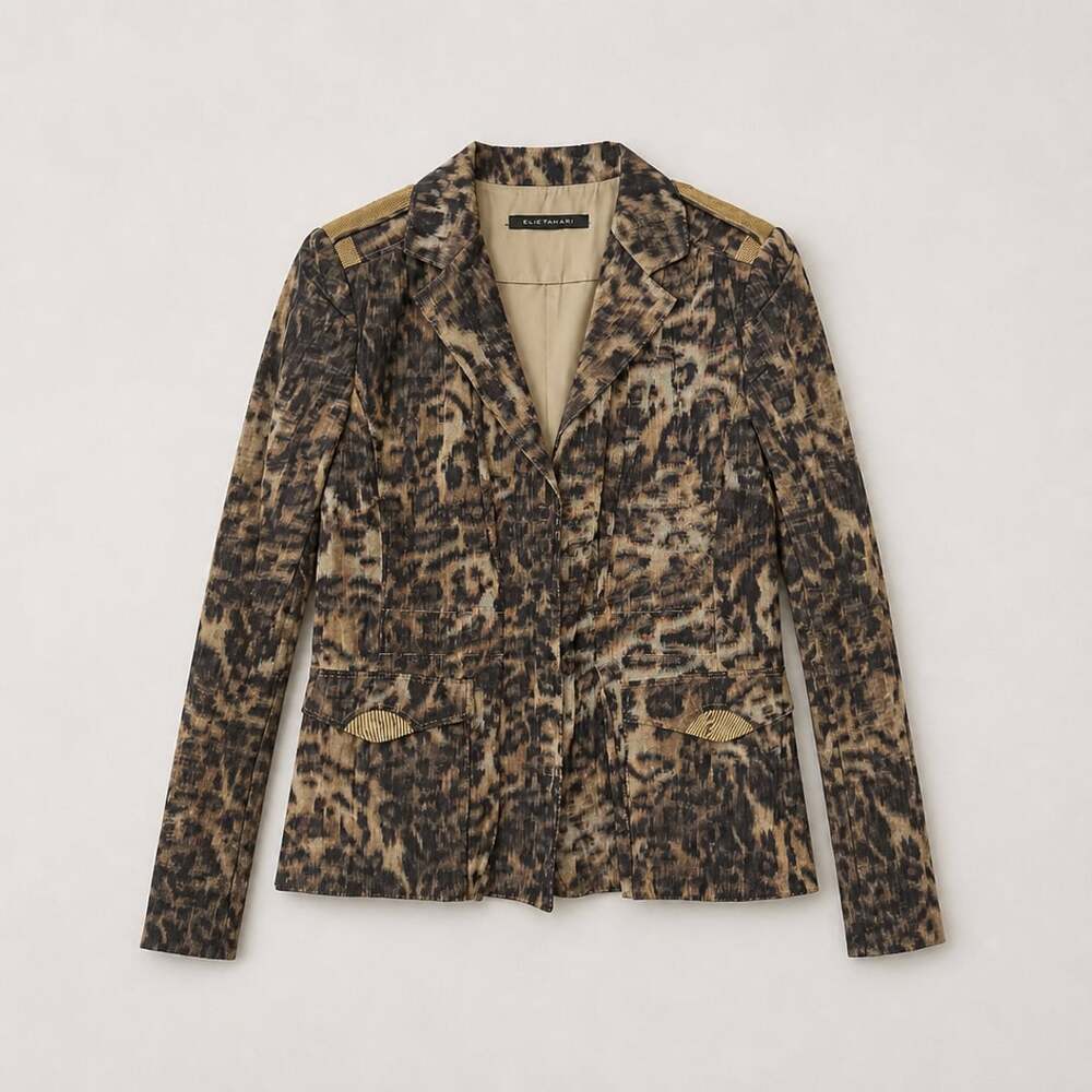 Elie Tahari Animal Jaguar Print Blazer Jacket